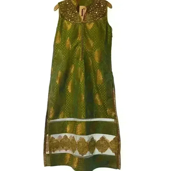New With Tags! Rich Lady Green and Gold embroidered dress Size XL - Picture 6 of 6